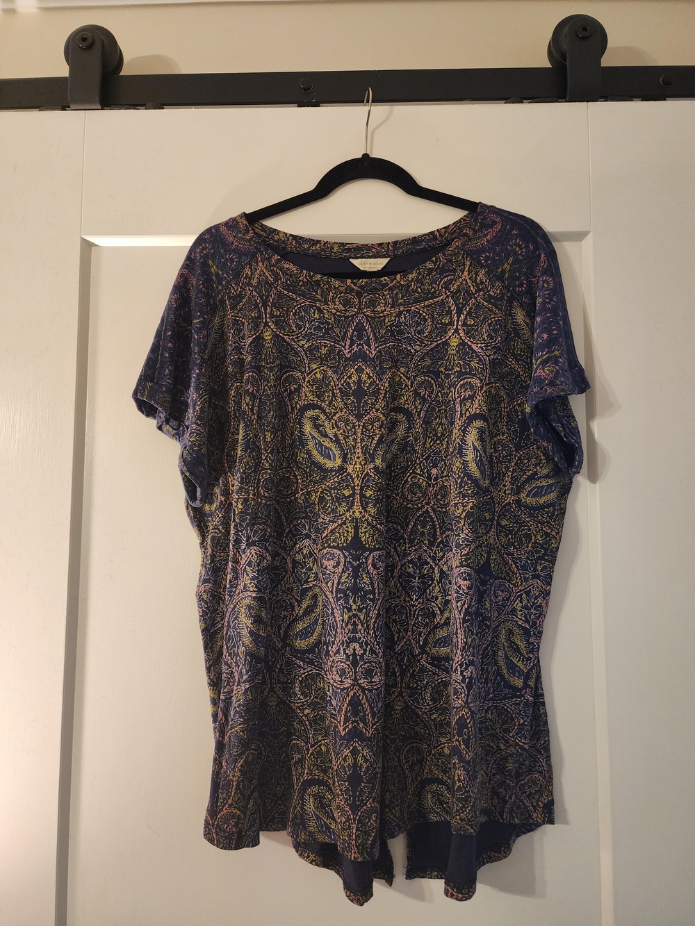 Lucky Brand 2X Navy Blue Paisley Boho Tunic Top – Plus Size